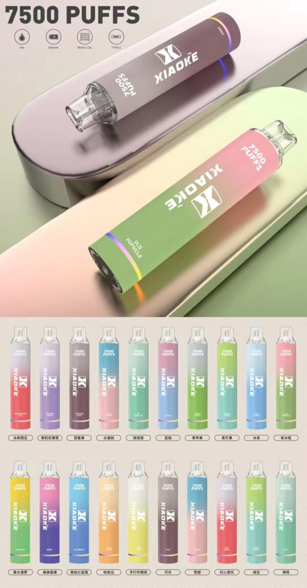 【XIAOKE梟客 抛棄式7500口 】✨滿7隻送一隻✨可充電🔋 限時活動